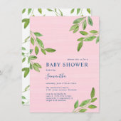 Botanische Grünpflanzen Kinderdusche für Mädchen Einladung (Vorne/Hinten)