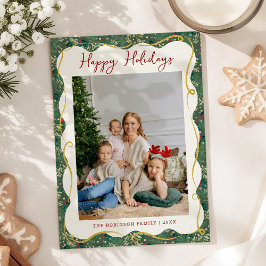 Botanische Grünpflanzen Muster Happy Holidays 1 Fo Feiertagskarte