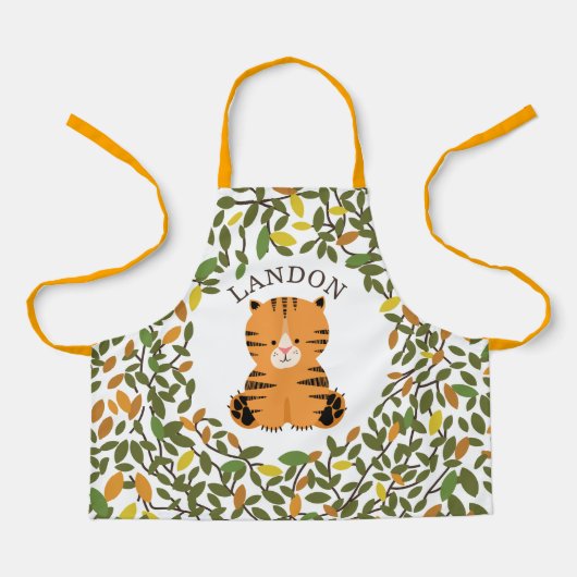 Botanische Grünpflanzen Tiger Kinder Schürze (Vorderseite)