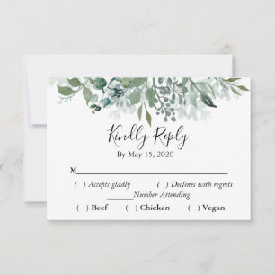 Botanische Grünpflanzen UAWG Wedding Kindly Respon RSVP Karte