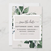 Botanische Grünpflanzen Wasserfarbe Save the Date Einladung (Vorderseite)