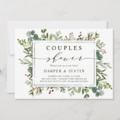 Botanische Grünpflanzen Weihnachtsdusche Einladung (Vorderseite)