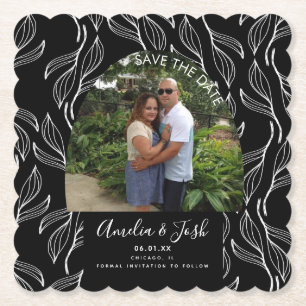 Botanische handgezeichnete Blätter Save-the-Date-F Untersetzer