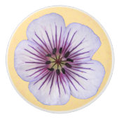 Botanische hellblaue Pelargonie-Blume auf Keramikknauf (Vorderseite)