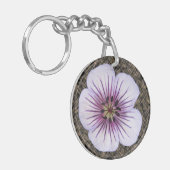 Botanische hellblaue Pelargonie-Blume Schlüsselanhänger (Vorderseite links)