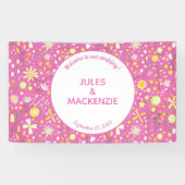 Botanische, hellrosa Wildblume Banner (Horizontal)