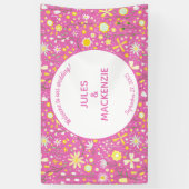 Botanische, hellrosa Wildblume Banner (Vertikal)