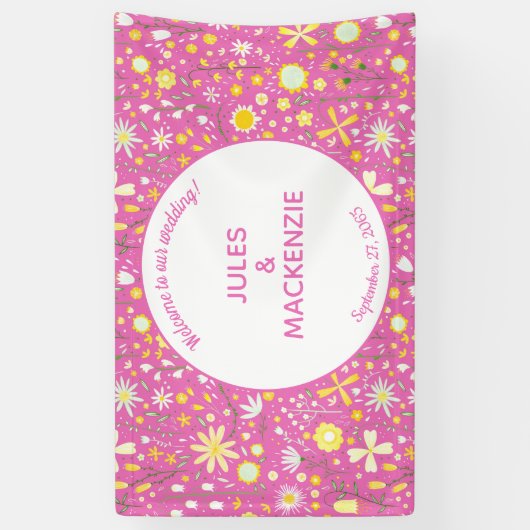 Botanische, hellrosa Wildblume Banner (Vertikal)