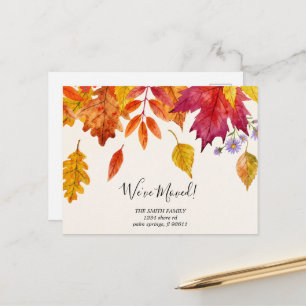 Botanische Herbstblätter Adressänderung Postkarte