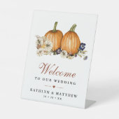 Botanische Herbstkürbis Hochzeit im Herbst Willkom Sockelschild (Vorderseite)