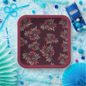 Botanische Herbstlaube Burgundy individuell anpass Pappteller (Party)