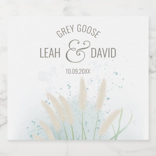 Botanische Hochzeit an der Küste Alkoholflaschenetikett (Einzelnes Label)