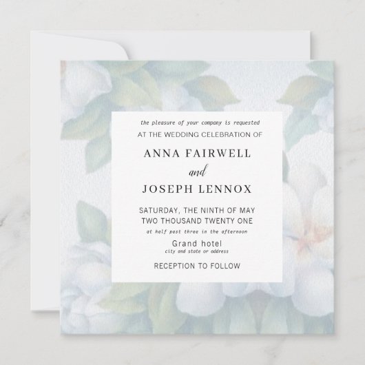 Botanische Hochzeit auf dem grünen Platz Einladung (Vorderseite)