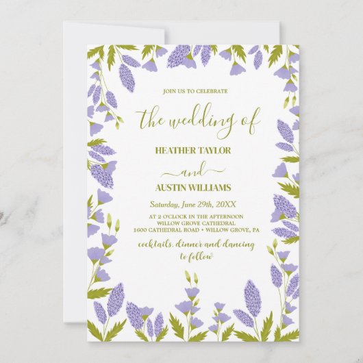 Botanische Hochzeit auf der Wiese Wildblume Einladung (Vorderseite)