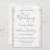 Botanische Hochzeit aus rustikalem Holz + Details  Einladung (Vorderseite)