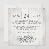 Botanische Hochzeit aus rustikalem Holz Einladung (Rückseite)