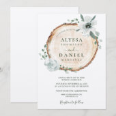 Botanische Hochzeit aus rustikalem Holz Einladung (Vorne/Hinten)