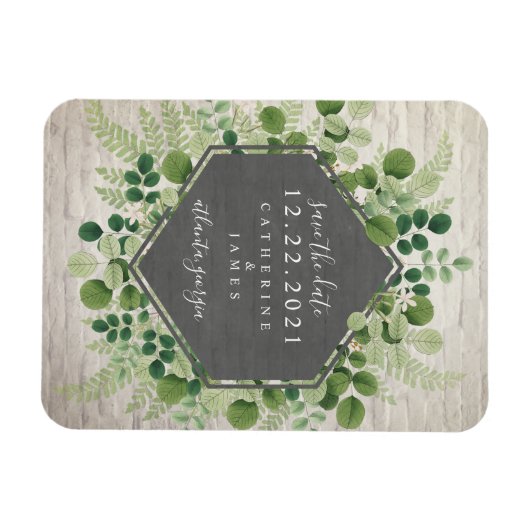 Botanische Hochzeit aus weißem Ziegelstein rettet Magnet (Horizontal)