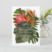 Botanische Hochzeit bei tropischer Brise Einladung (Stehend Vorderseite)