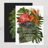 Botanische Hochzeit bei tropischer Brise Einladung (Vorne/Hinten)