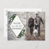 Botanische Hochzeit der Birch Tree Speichern Sie d Ankündigungspostkarte (Vorne/Hinten)