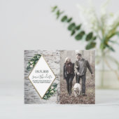 Botanische Hochzeit der Birch Tree Speichern Sie d Ankündigungspostkarte (Stehend Vorderseite)