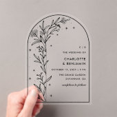 Botanische Hochzeit der Black Starry Celestial Arc Acryleinladungen (Insitu (Handheld))