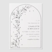 Botanische Hochzeit der Black Starry Celestial Arc Pergament Einladungen (Vorderseite)