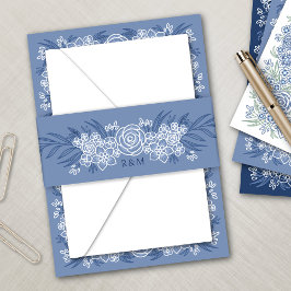 Botanische Hochzeit der blauen Marine Einladungsbanderole