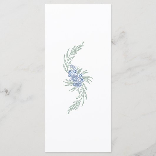 Botanische Hochzeit der blauen Marine Menükarte (Rückseite)