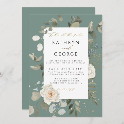 Botanische Hochzeit der Blumengärten Einladung (Vorne/Hinten)