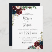 Botanische Hochzeit der Botanischen See in Burgund Einladung (Vorne/Hinten)