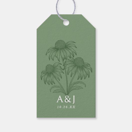 Botanische Hochzeit der eleganten Coneflower Geschenkanhänger (Vorderseite)