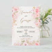 Botanische Hochzeit der eleganten Rose Einladung (Stehend Vorderseite)