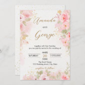 Botanische Hochzeit der eleganten Rose Einladung (Vorne/Hinten)