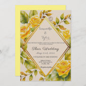 Botanische Hochzeit der gelben blühenden Wasserfar Einladung (Vorne/Hinten)