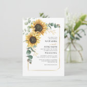 Botanische Hochzeit der geometrischen Sonnenblume Einladung (Stehend Vorderseite)