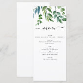 Botanische Hochzeit der grünen Foliage Menükarte (Vorne/Hinten)