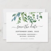 Botanische Hochzeit der grünen Foliage Save The Date (Vorderseite)
