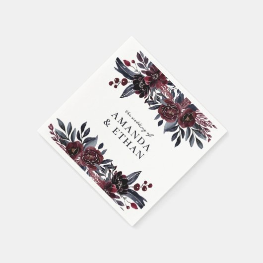 Botanische Hochzeit der Marine und des Burgund Serviette (Ecke)