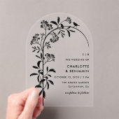 Botanische Hochzeit der modernen Black Bird Acryleinladungen (Insitu (Handheld))