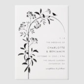 Botanische Hochzeit der modernen Black Bird Pergament Einladungen (Vorderseite)