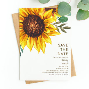 Botanische Hochzeit der modernen Sonnenblume Save The Date