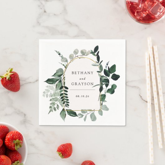 Botanische Hochzeit der modernen Wasserfarbe Serviette (Beispiel)