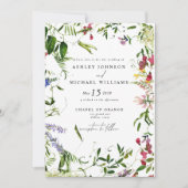 Botanische Hochzeit der modernen Wildblume Einladung (Vorderseite)