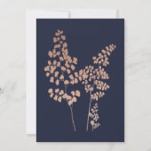 Botanische Hochzeit der Navy in Blau und Rose Einladung (Rückseite)