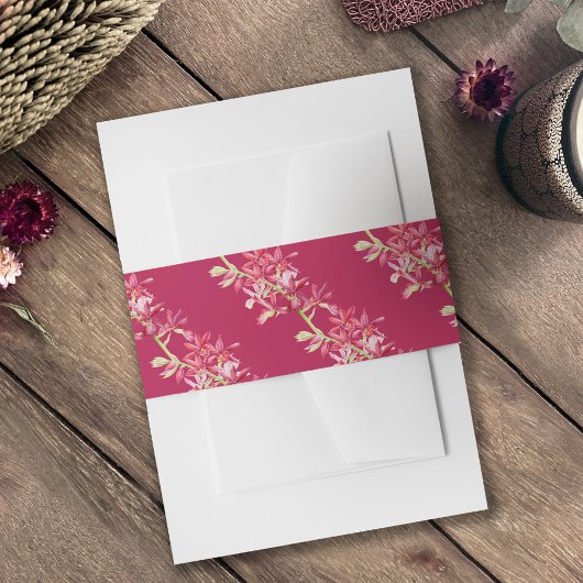 Botanische Hochzeit der Roten Orchideen Einladungsbanderole