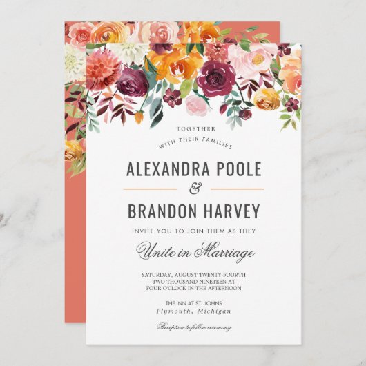 Botanische Hochzeit der Toskana Einladung (Vorne/Hinten)