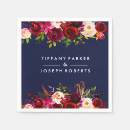 Botanische Hochzeit des Blauen Gartens mit Burgund Serviette