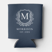 Botanische Hochzeit des Navy Blue Monogram Wappen Dosenkühler (Vorderseite)